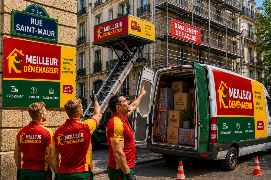 Petit déménagement dans un immeuble du 11ᵉ arrondissement de Paris.
